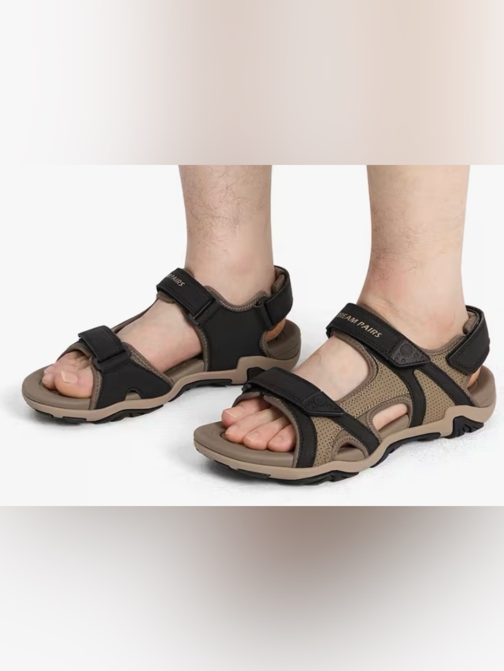 Dream Pairs Men’s Brown and Black Adjustable Outdoor Sandals